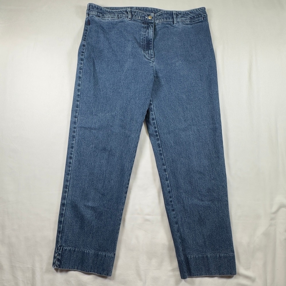Vintage Lauren Ralph Lauren Womens 16 Straight Leg Blue Jeans Dark Wash Cropped